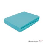 Sheet with elastic band, colour: Turquoise 010 - 100% cotton