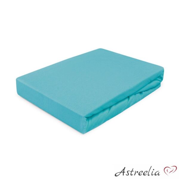 Sheet with elastic band, colour: Turquoise 010 - 100% cotton