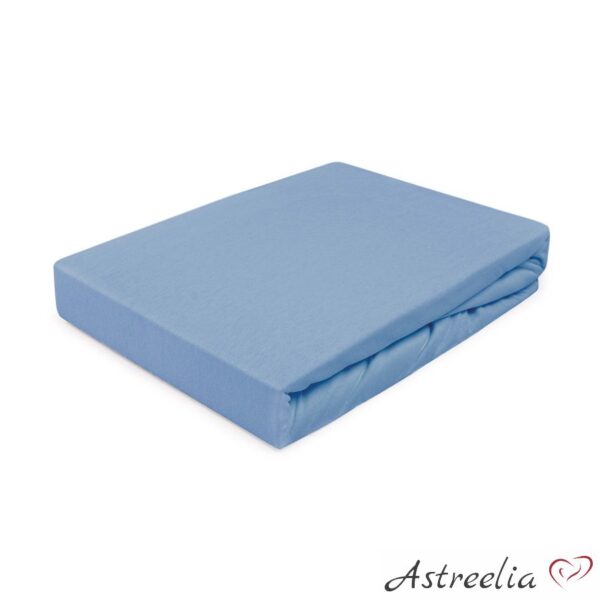 Sheet with elastic band, colour: Blue 009 - 100% cotton