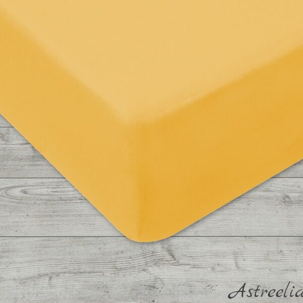 Stretch bed sheet made of 100% cotton (knitted fabric) Color. Yellow