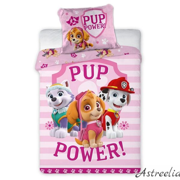 Voodipesu komplekt Paw Patrol Pup Power on valmistatud 100% kvaliteetsest puuvillast.