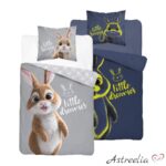 Little Bunny glow-in-the-dark kids' bedding set – 100% cotton, 140x200 cm.