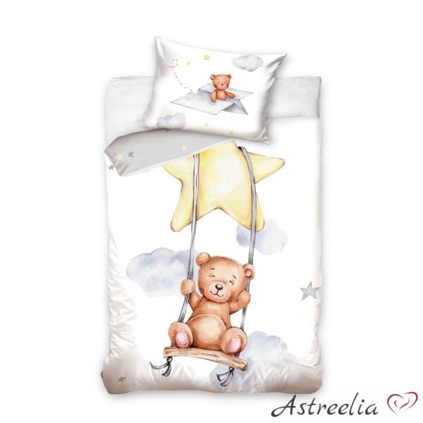 Комплект детского постельного белья "Медвежонок на качелях"