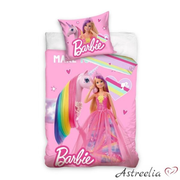 Children's bedding set Barbie Just Believe - a bright and playful choice for little princesses. 100% cotton, 150x210 cm.