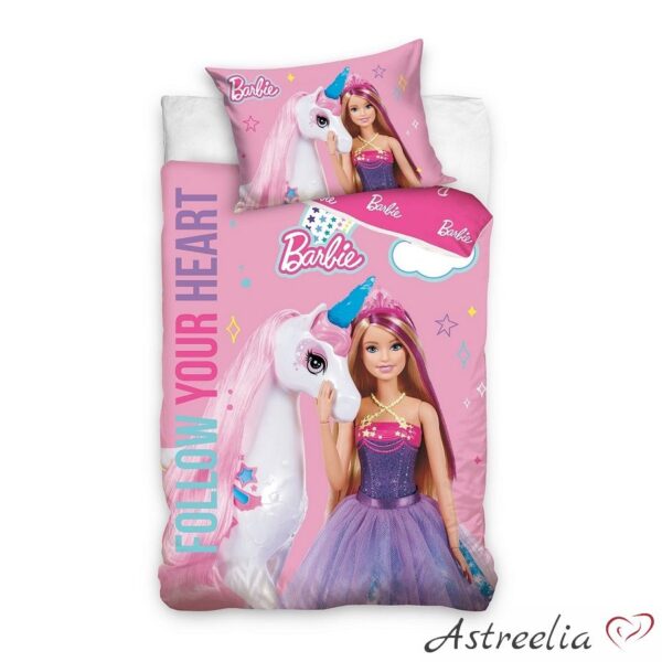 Children's bedding set Barbie Follow Your Heart- a bright and playful choice. 100% cotton, 100x135 cm.