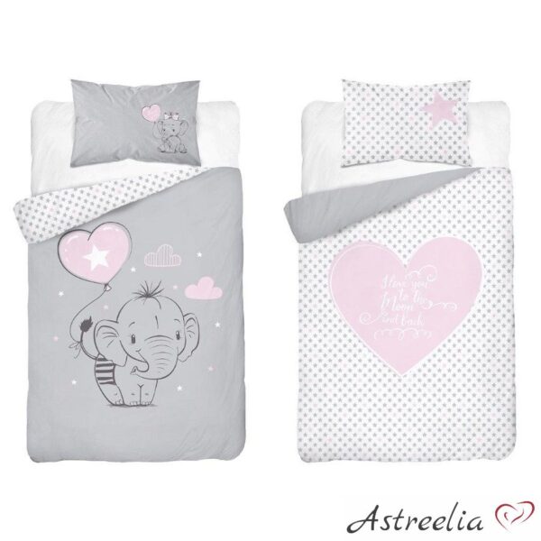 Mayamoo children's bedding set Love you is made from 100% cotton, with dimensions of 100x135 cm.
