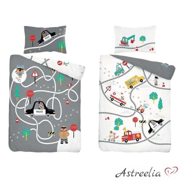 Mayamoo children's bedding set "Police" is made from 100% cotton, measuring 100x135 cm.