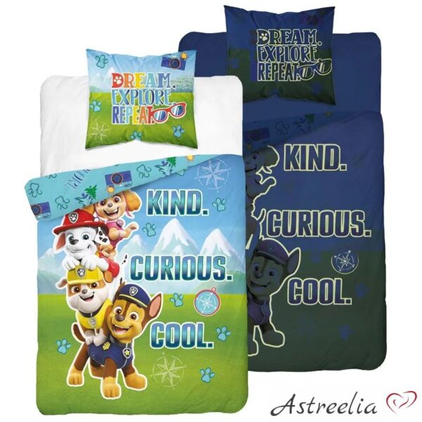 Explore the glow-in-the-dark Paw Patrol-Dream kids' bedding set. Explore. Repeat. Made from 100% cotton, sized 140x200 cm.