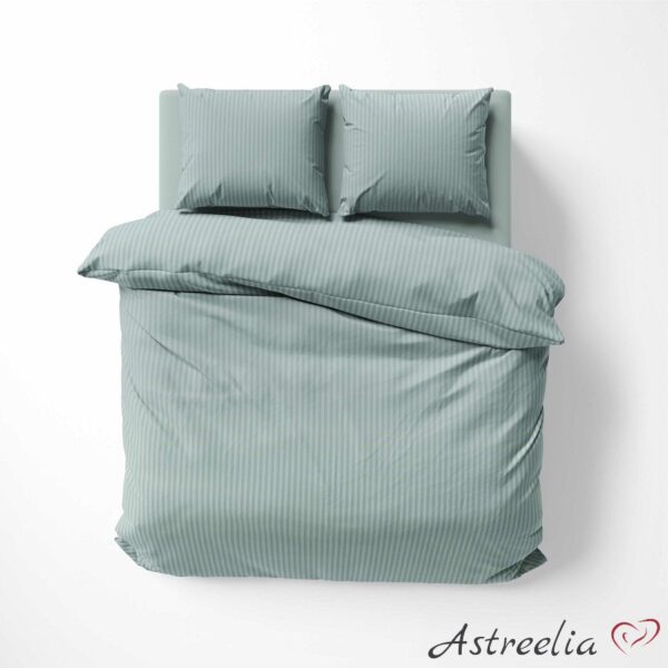 Elegant Satin Stripe bed linen set, size 220x200 cm, color Mint, material 100% cotton-jacquard, with two pillowcases measuring 70x80 cm.