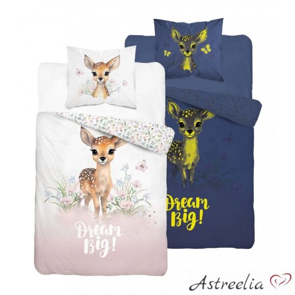 Children's bedding set "Dream Big!" glowing in the dark. Size 140x200 cm. Available at Astreelia online store.