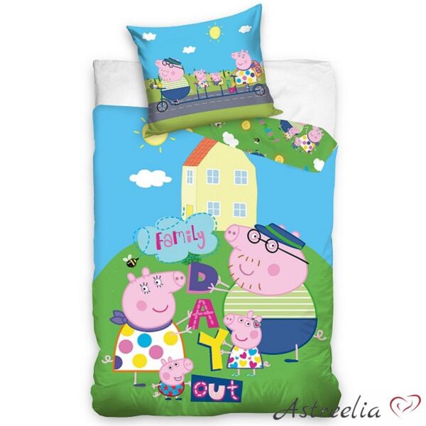 Детский комплект постельного белья Peppa Pig Holiday, 100x135 см, 100% хлопок.