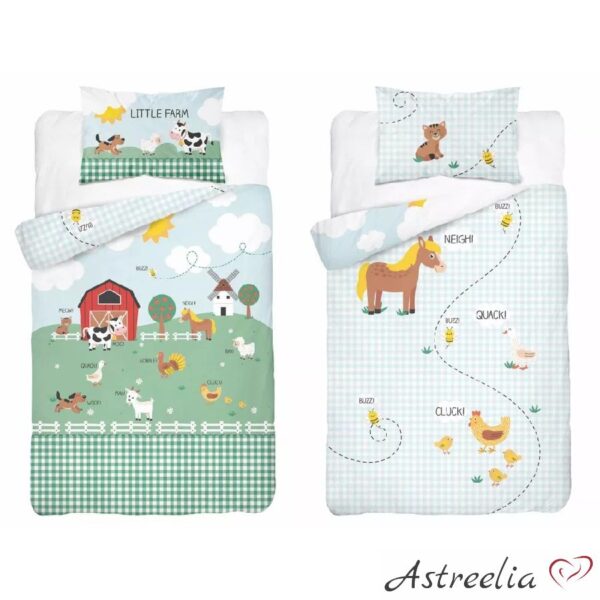 "Little Farm" 100% cotton bedding set, size 100x135 cm, Mayamoo, Astreelia.