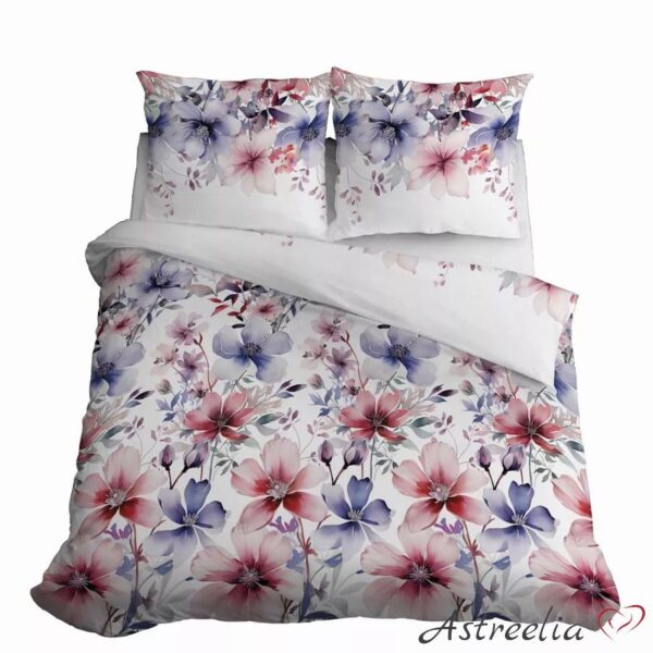 Bedding set with floral pattern, size 220x200 cm, 100% cotton.