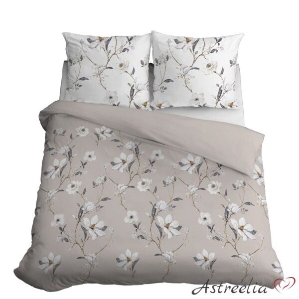 "Floral delight" satin bed linen set made of 100% cotton, size 220x200 cm. Luxury and comfort for your bedroom.