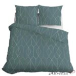 "Mint geometry" satin bedding set, 100% cotton, size 220x200 cm