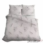 Satin bedding set "Cream flowers" size 220x200 cm, 100% cotton, beautiful floral design.