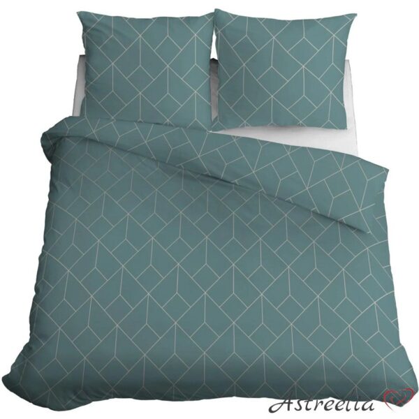 "Mint geometry 2" satin bedding set, 100% cotton, size 220x200 cm