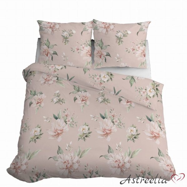 "Night Blooms 2" satin bed linen set made of 100% cotton, size 220x200 cm. Luxury and comfort for your bedroom.