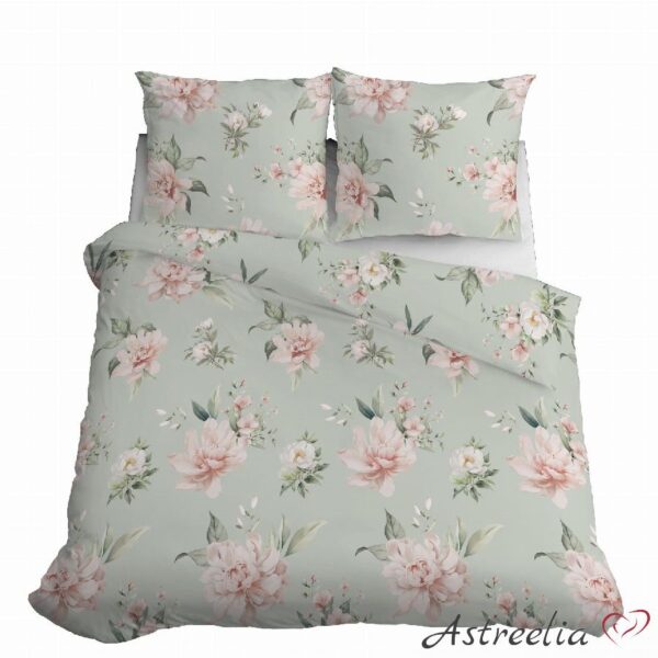 "Night Blooms" satin bed linen set made of 100% cotton, size 220x200 cm. Luxury and comfort for your bedroom.