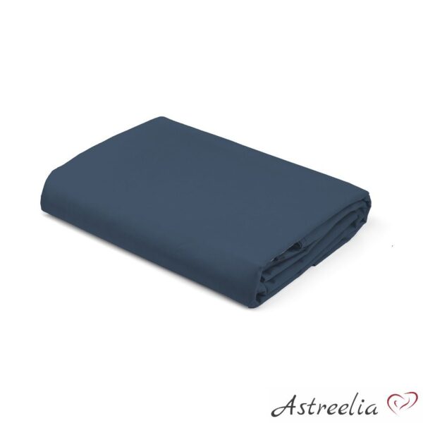 Satin Fitted Sheet, 100% cotton, color: Denim blue