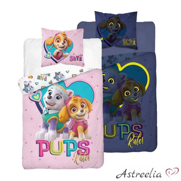 Glow-in-the-dark bedding "Pups Rule" featuring cheerful puppies.