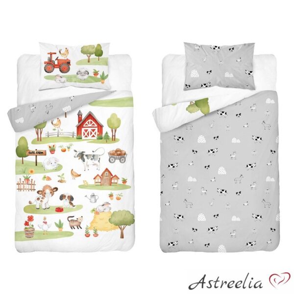 "Funny farm" 100% cotton bedding set, size 100x135 cm, Mayamoo, Astreelia