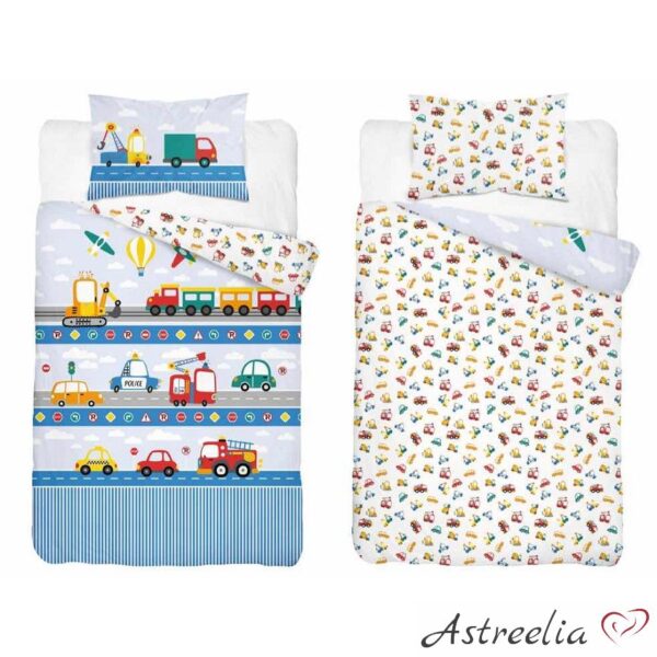 "Fun road" 100% cotton bedding set, size 100x135 cm, Mayamoo, Astreelia