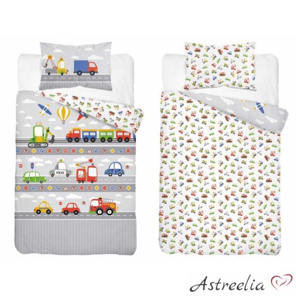 "Fun road 2" 100% cotton bedding set, size 100x135 cm, Mayamoo, Astreelia