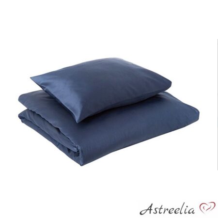 100% cotton satin duvet cover, Color: Dark blue (navi), Astreelia