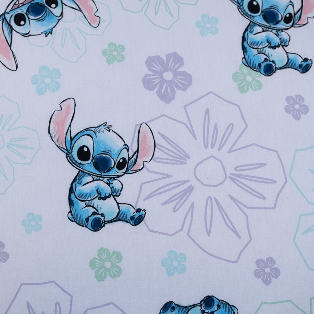 Cotton Fitted Sheet 90×200 cm. - Lilo and Stitch Ohana White - Image 3