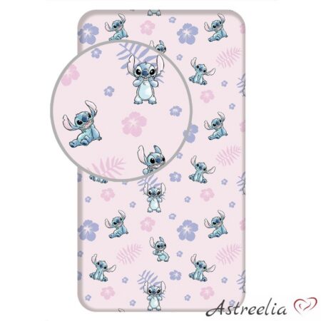 kummiga voodilina lastele 90x200 cm Lilo and Stitch Pink