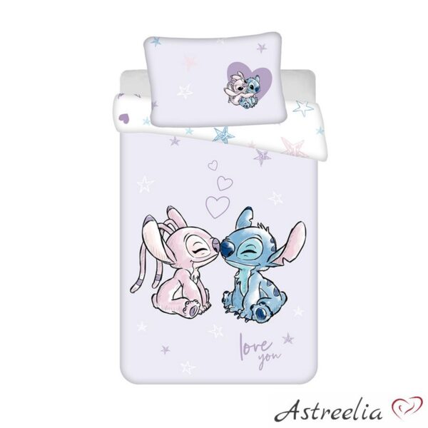 Puuvillane laste voodipesukomplekt Lilo and Stitch "Purple" 100x135 cm + 40x60 cm