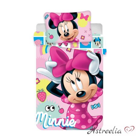 Puuvillane laste voodipesukomplekt Minnie Mouse "Sweet" 100x135 cm + 40x60 cm