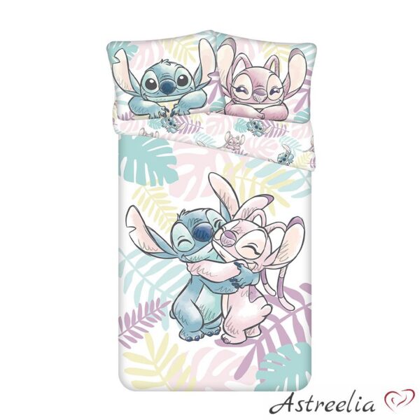 Puuvillane laste voodipesukomplekt 140x200 cm + 50x70 Lilo and Stitch - Leaves