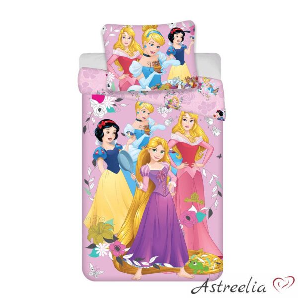 Puuvillane laste voodipesukomplekt 140x200 cm + 50x70 Princesses