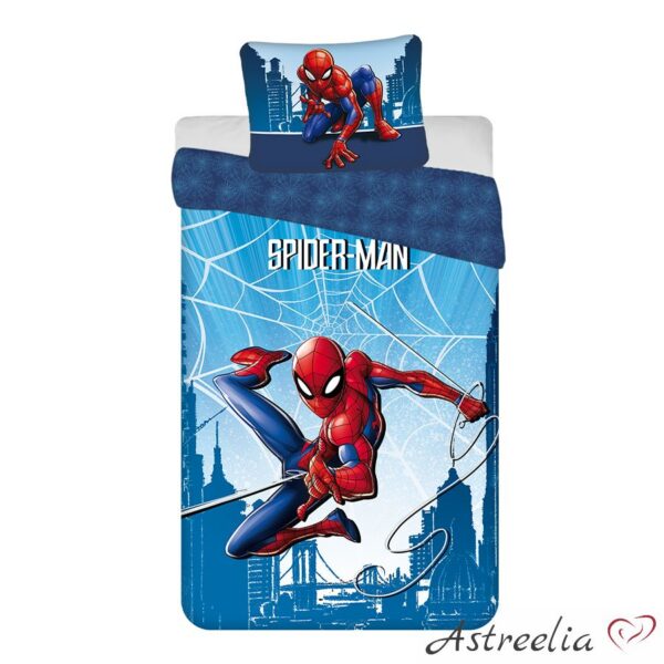 Puuvillane laste voodipesukomplekt 140x200 cm + 50x70 Spider-man - Blue 04