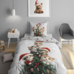 Puuvillane voodipesukomplekt 140x200 cm. - Snowflake Kitties - Image 2