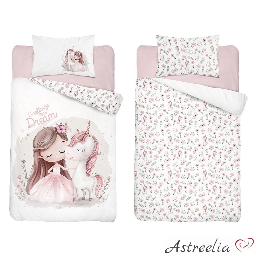 Mayamoo_5570_B Mayamoo laste voodipesukomplekt 100x135 cm, 100% puuvill, Grettings From Dream B