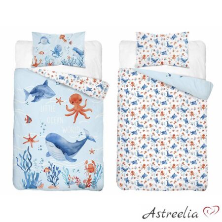 Детский комплект постельного белья Mayamoo 100x135 см, 100% хлопок, Little Ocean Word / A