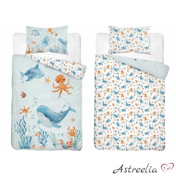 Mayamoo children’s bedding set 100x135 cm, 100% cotton, Little Ocean Word / B
