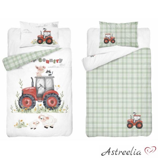 Mayamoo children’s bedding set 100x135 cm, 100% cotton, Cheerful Tractor / B