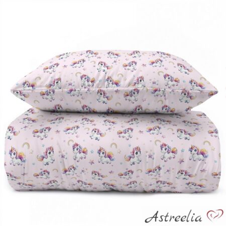 Bedding set 140×200 cm. "Happy Unicorn", 100% cotton, XoXo Dream Collection