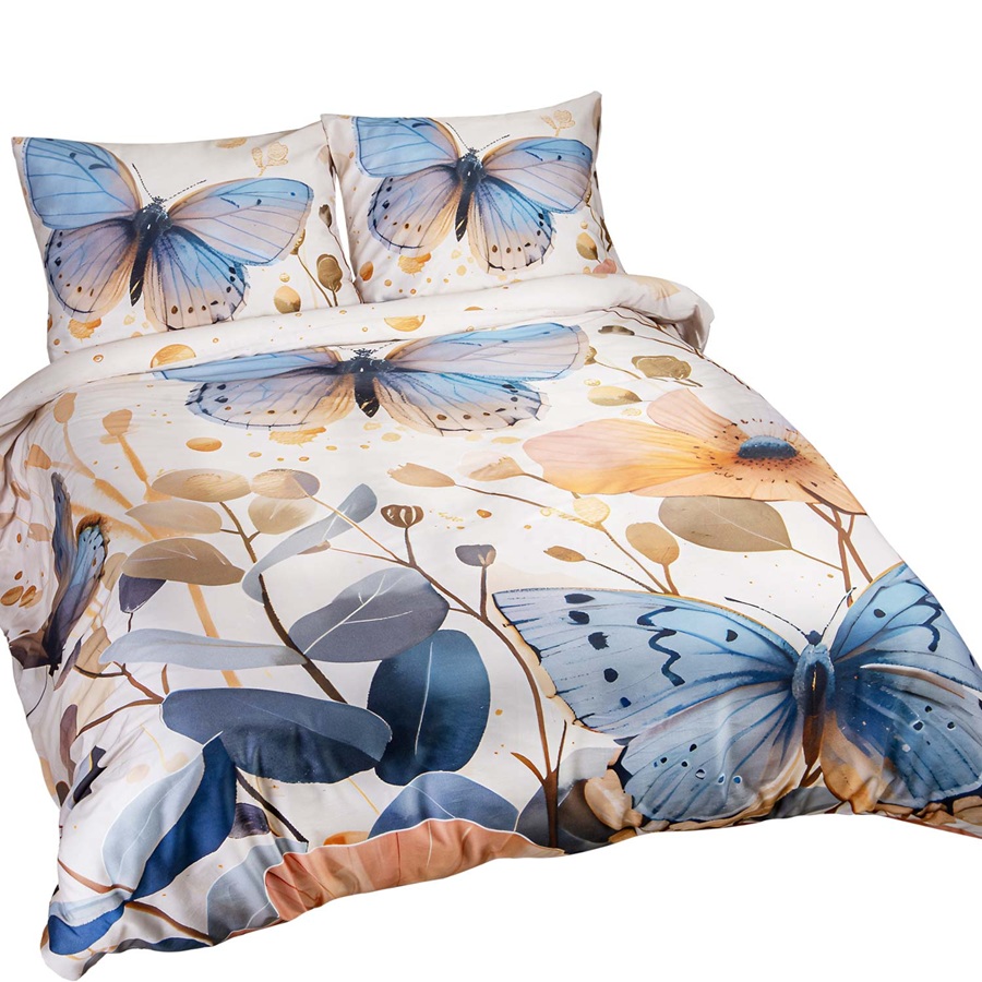 Premium satiinist voodipesukomplekt 140×200 cm. – Butterfly